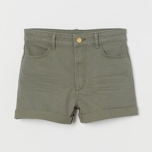 Olive green denim shorts